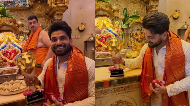 shiv-thakare-visits-temple-with-the-50-trophy-after-big-win-chooses-bappa-blessings-over-celebration-photos