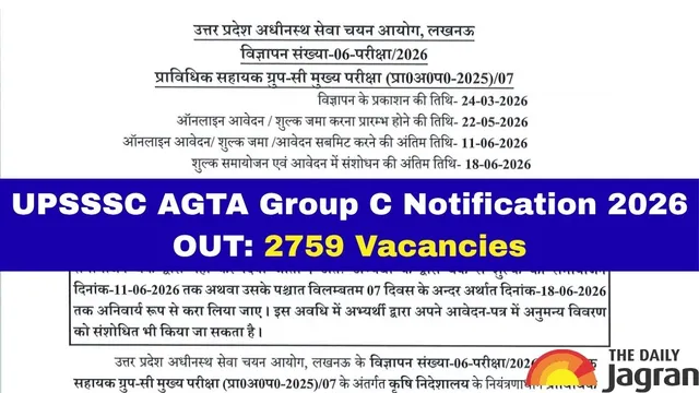 upsssc-agta-notification-2026-out-registration-for-group-c-agriculture-technical-assistant-2559-posts-starts-from-may-22-at-upssscgovin-detail