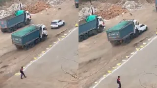 Mumbai: Upset Over Unpaid Wages, Dumper Driver Rams Into Employer's Car, Drags It For Few Metres | Video