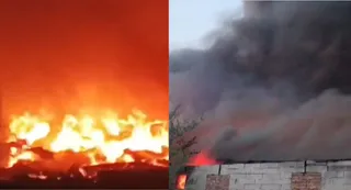 Gurugram Fire: Twin Blazes At Factory And Slum Trigger Chaos; Over 100 Huts Gutted In Sikanderpur | Video