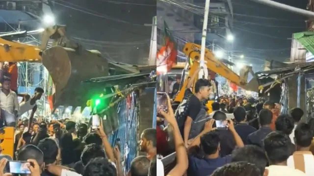 bengal-post-poll-violence-tmc-alleges-bulldozer-action-on-party-office-in-kolkata-by-bjp-supporters-video