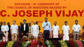 Vijay's Oath Ceremony Follows Centre's Guidelines; All Six Stanzas Of Vande Mataram Played Before Jana Gana Mana