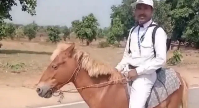 jharkhand-teacher-rides-horse-for-census-duty-amid-rising-petrol-prices-video-goes-viral-watch