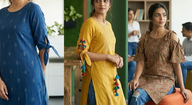 5-knot-sleeve-kurti-designs-for-office-girls