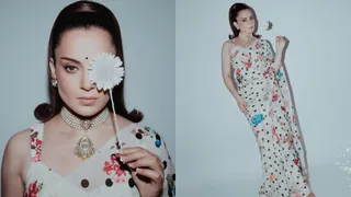 Kangana Ranaut Pairs Rs 15K Polka Dot Saree With A Nizam Pearl Necklace; Can You Guess Its Price?