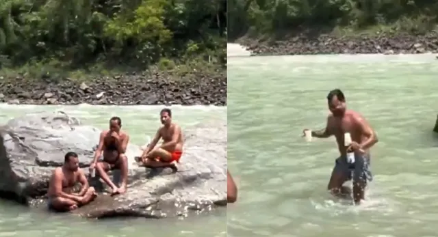 rishikesh-local-youths-stop-three-tourists-from-drinking-alcohol-in-ganga-viral-video-sparks-outrage-watch