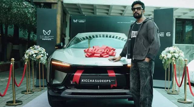 actor-kichcha-suddep-brings-home-new-mahindra-be-6-electric-suv-gets-up-to-683-km-range