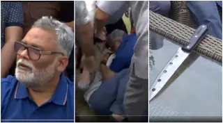 'Plot To Kill Me': Knife-Wielding Man Enters Pappu Yadav's Delhi Press Meet Amid Ram Temple Skit Row, Hurls Shoe 

