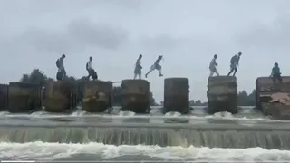 MP: Vidisha Children Cross Betwa Dam By Jumping Between Pillars To Go To School; Chilling Video Emerges