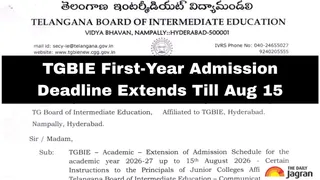 Telangana Intermediate Admission 2026: TGBIE Extends First-Year Admission Deadline Till Aug 15; Official Notification PDF Here
