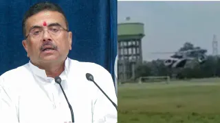 Bengal CM Suvendu Adhikari's Helicopter Makes Emergency Landing In Kolaghat Amid Bad Weather | Watch