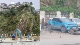 himachal-pradesh-panic-in-shimla-as-falling-rocks-hit-parked-vehicles-near-busy-dhali-market-locals-raise-safety-concerns
