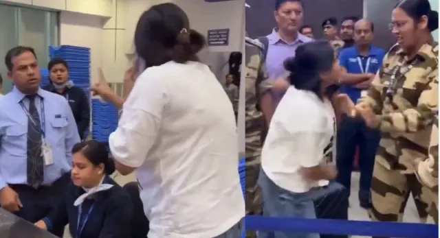 watch-woman-creates-ruckus-at-bhubaneswar-airport-after-indigo-flight-cancellation-damages-equipment-worth-rs-49000