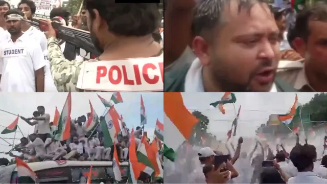 tejashwi-yadav-detained-in-patna-rjd-raj-bhavan-march-police-use-water-cannons-to-disperse-crowd-updates