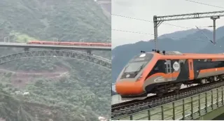 WATCH: Vande Bharat Achieves New Milestone, Runs At Nearly 100 Kmph On World's Highest Chenab Bridge For First Time