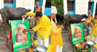 WATCH: Lalu Yadav's Portrait Bathed With 251 Litres Of Milk; RJD Leader Calls Him 'Kaliyuga Avatar'