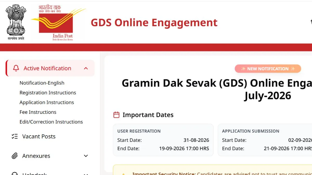India Post GDS Recruitment 2026 Schedule-II July Registration To Begin ...