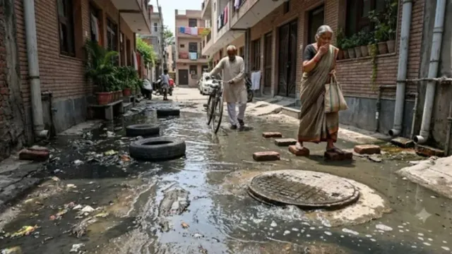 delhi-prolonged-sewer-blockage-affects-over-500-families-in-janakpuri-locals-flag-risk-of-dengue-malaria