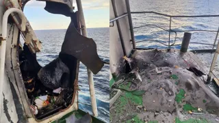 Indian-Crewed Vessel Hit By Drone While Sailing From Russia To Karachi; Video Shows Section Damaged By Fire
