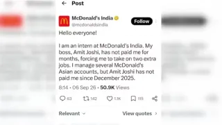 ‘Haven’t Been Paid Since May’: McDonald's India Posts Intern's Unpaid Salary Claim Online, Takes It Down Moments Later