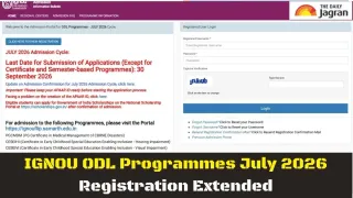 IGNOU ODL Programme July 2026 Admissions: Registration Deadline Extends Till September 30; Direct Link Here