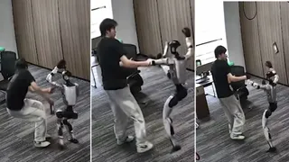 VIDEO: Rogue Humanoid Robot Dangerously Kicks Its Own Engineer During Demonstration In China
