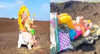 No Water To Bid Bappa Farewell: Ganesh Idols Left On Dry Chitravathi Riverbed In Andhra Amid Drought | WATCH