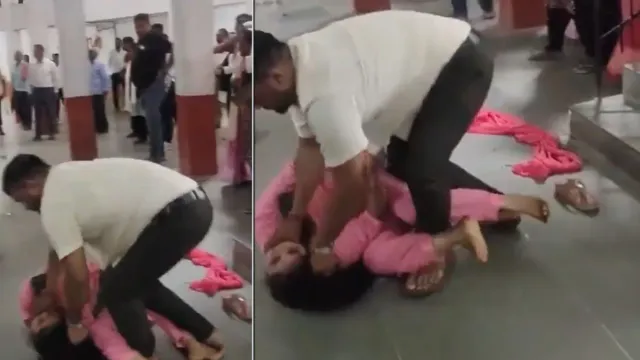 up-man-attacks-wife-in-court-tries-to-strangulate-her-gets-slapped-maharajganj-court