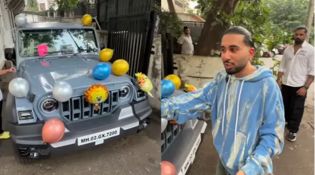 bye-bye-g-wagon-hello-thar-orry-receives-new-mahindra-thar-roxx-from-elvish-yadav