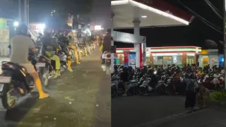bali-fuel-crisis-deepens-hundreds-protest-as-petrol-pumps-close-queues-stretch-for-kilometres-indonesia-supply-shortage-video