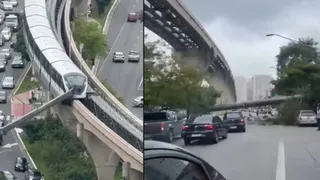 Miraculous Escape: Train Collides With Fallen Crane On Sao Paulo Monorail Line, Debris Crashes Onto Busy Road | WATCH
